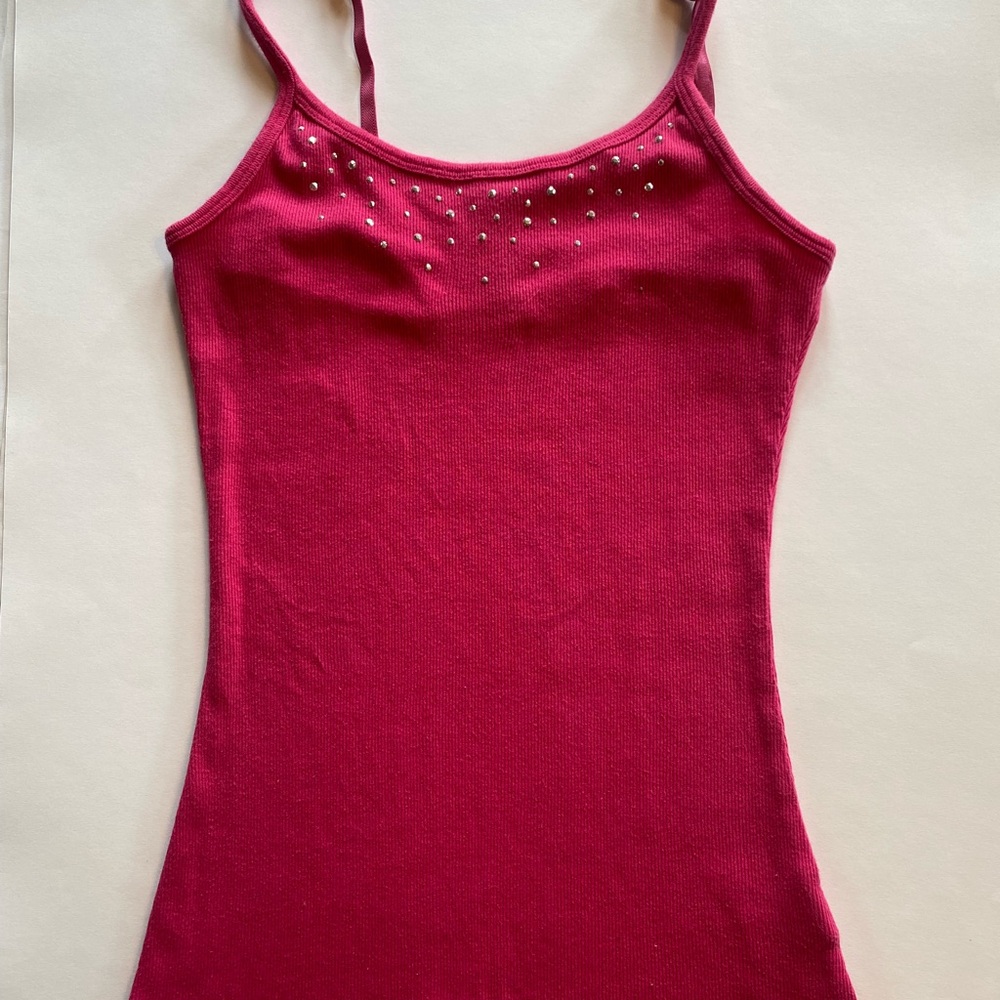 Women's Red Embellished Tank Top